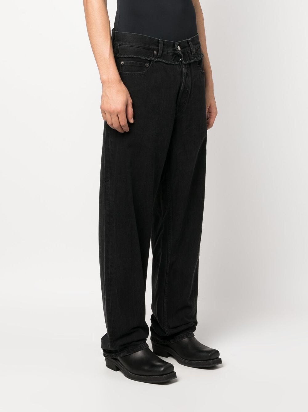 Ambush Frayed-Trim Loose Jeans — Black, view 7