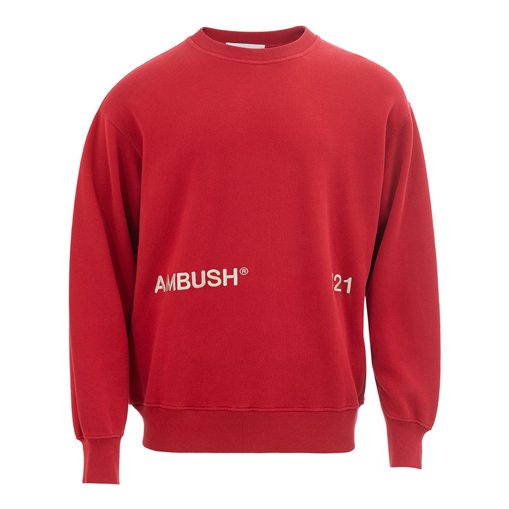 Ambush Logo-Embroidered Cotton Sweatshirt — Red by Ambush
