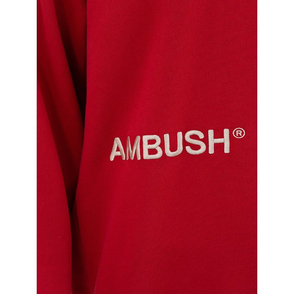 Ambush Logo-Embroidered Cotton Sweatshirt — Red, view 4