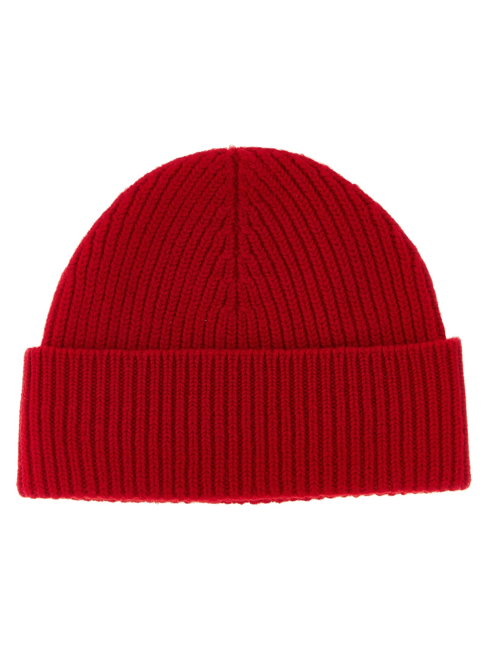 AMI Paris AM344966BM Ribbed Wool Beanie — Red, view 2