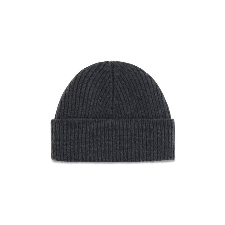AMI Paris AMBFUHA116018084BB Merino Wool Ribbed Beanie — Gray, view 2