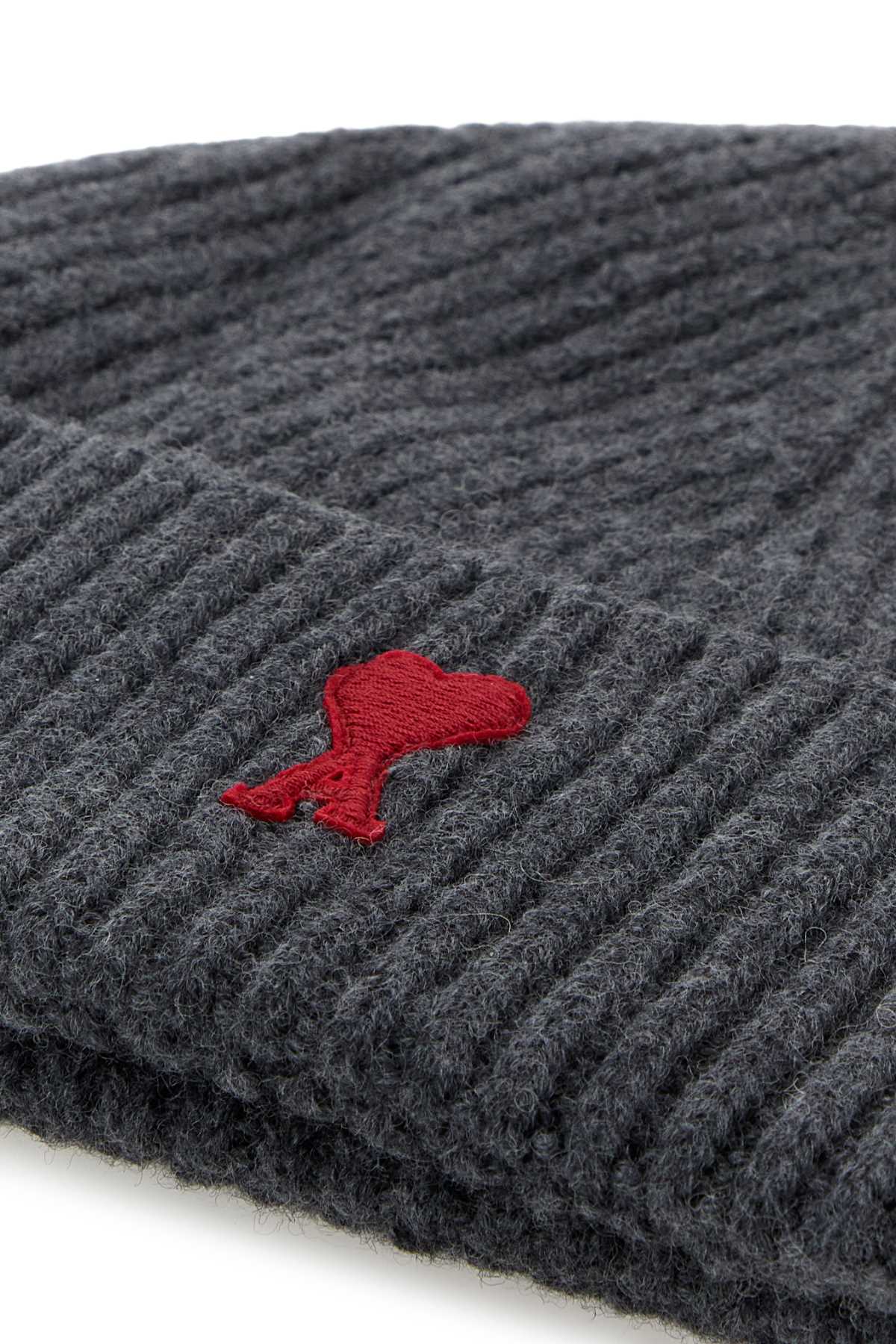 AMI Paris BFUHA116018 Virgin Wool Beanie — Gray, view 3
