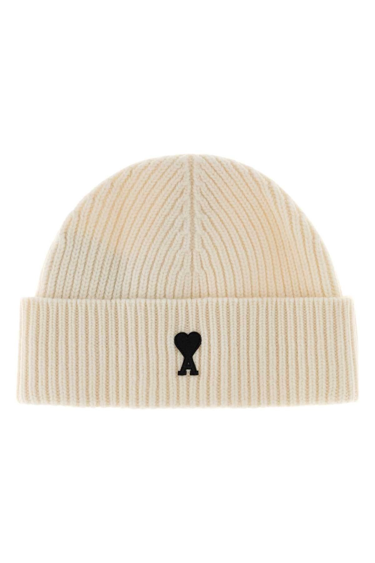 AMI Paris CUFFIA Virgin Wool Beanie — Beige by AMI Paris