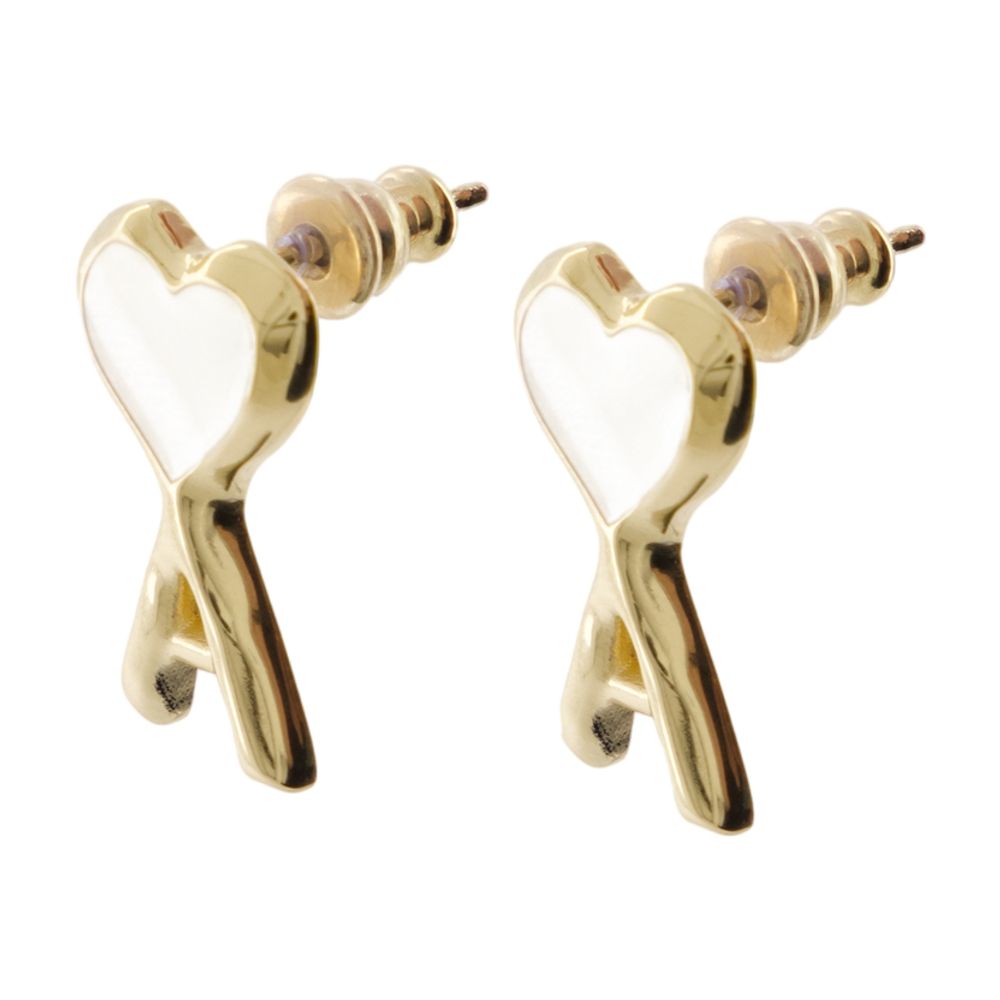 AMI Paris Hammered Gold Earrings — Gold, view 2