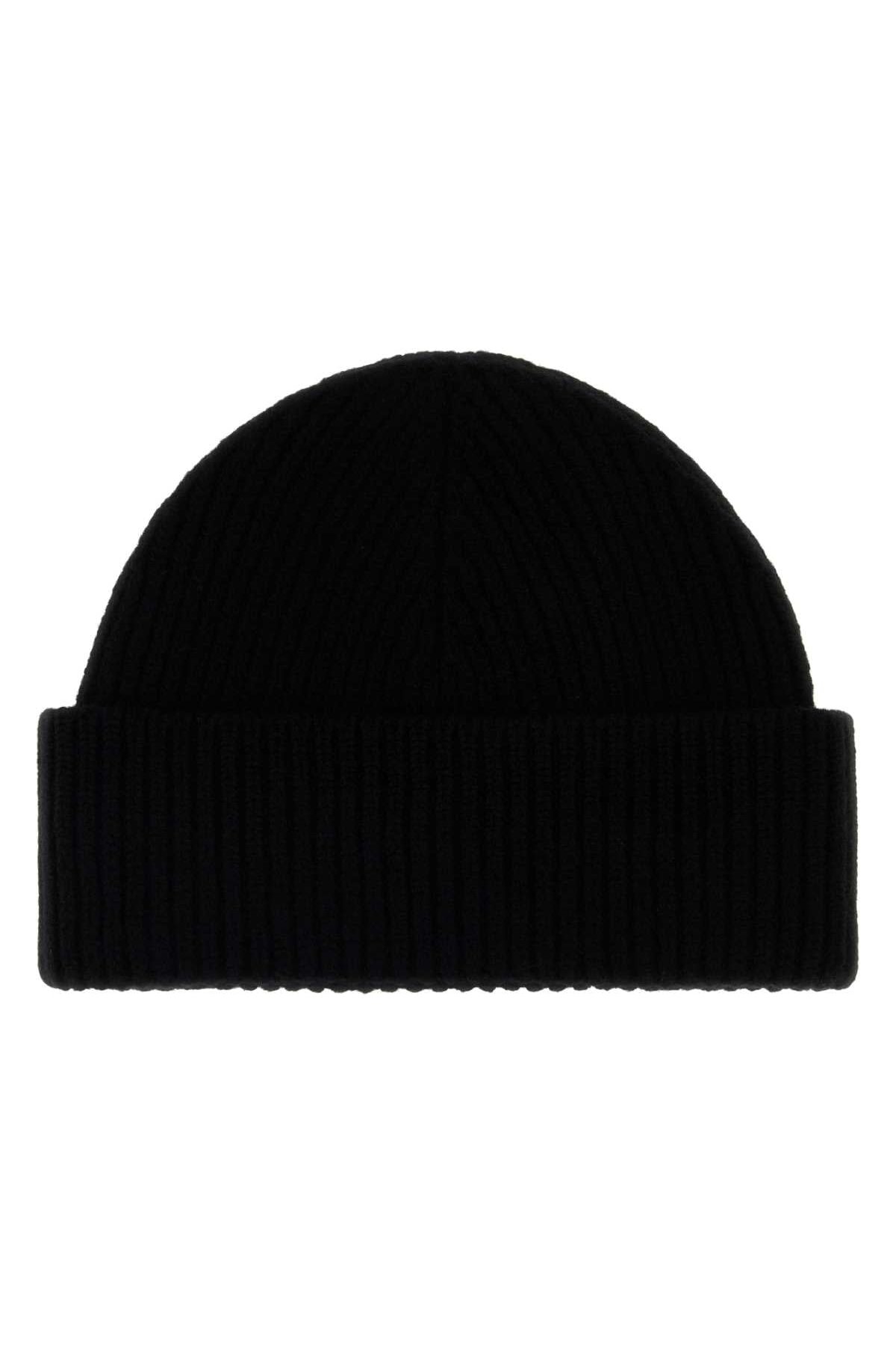 AMI Paris QUOTA-BEANIEWITHCONTRASTEDAMIDECOEUR Beanie — Black, view 2