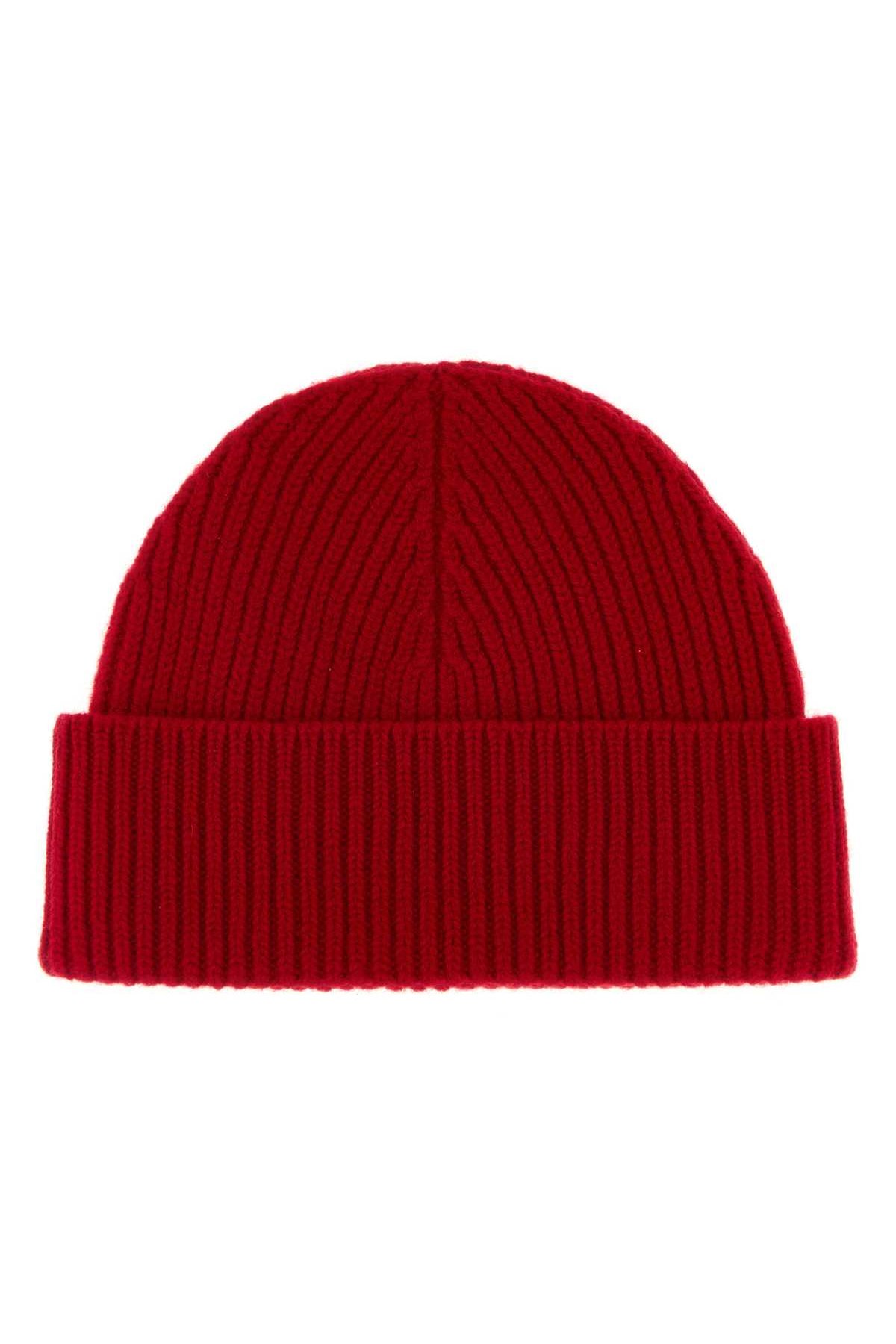 AMI Paris QUOTA-BEANIEWITHCONTRASTEDAMIDECOEUR Beanie — Red, view 2