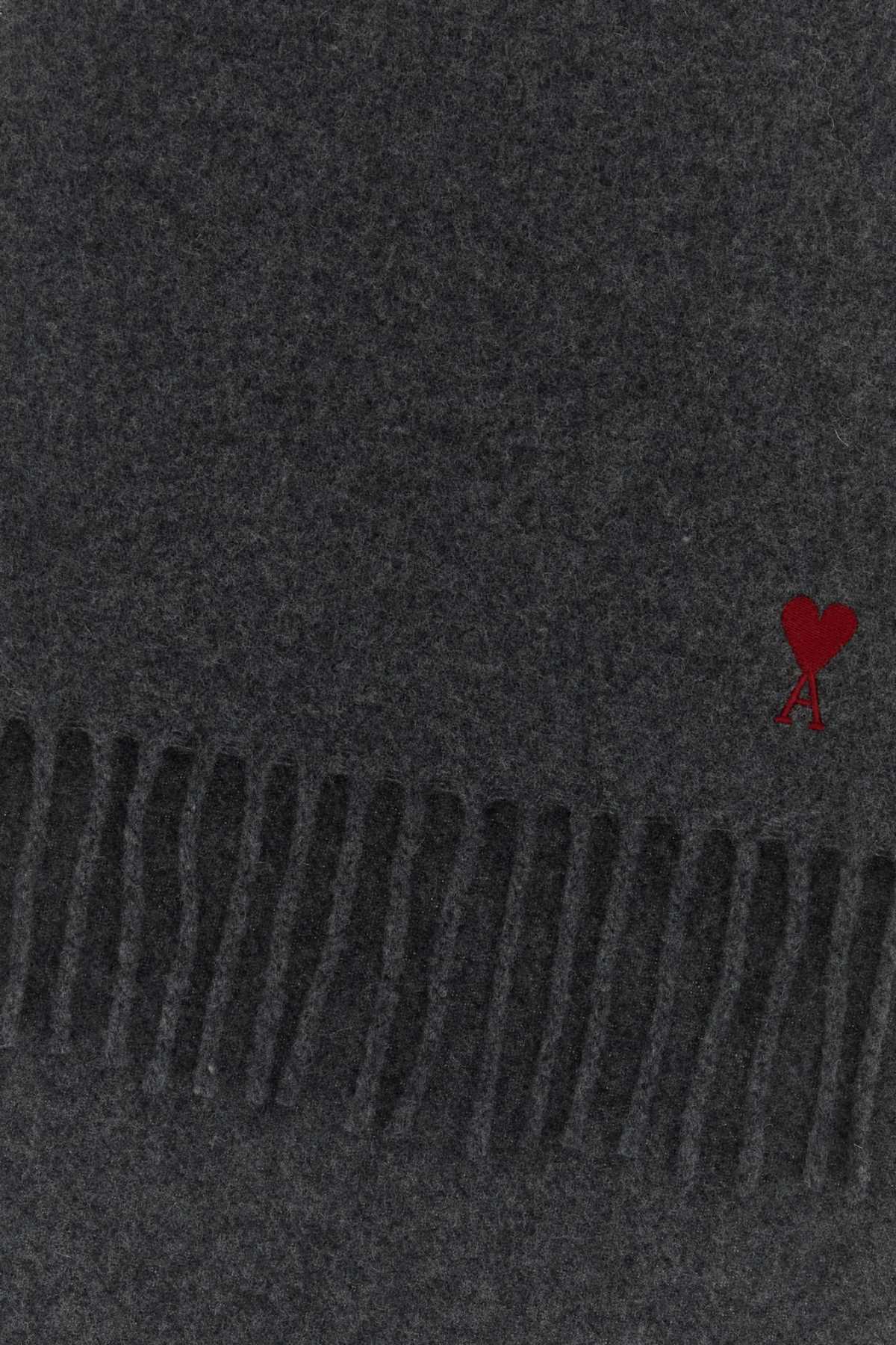 AMI Paris Wool Scarf — Gray, view 2