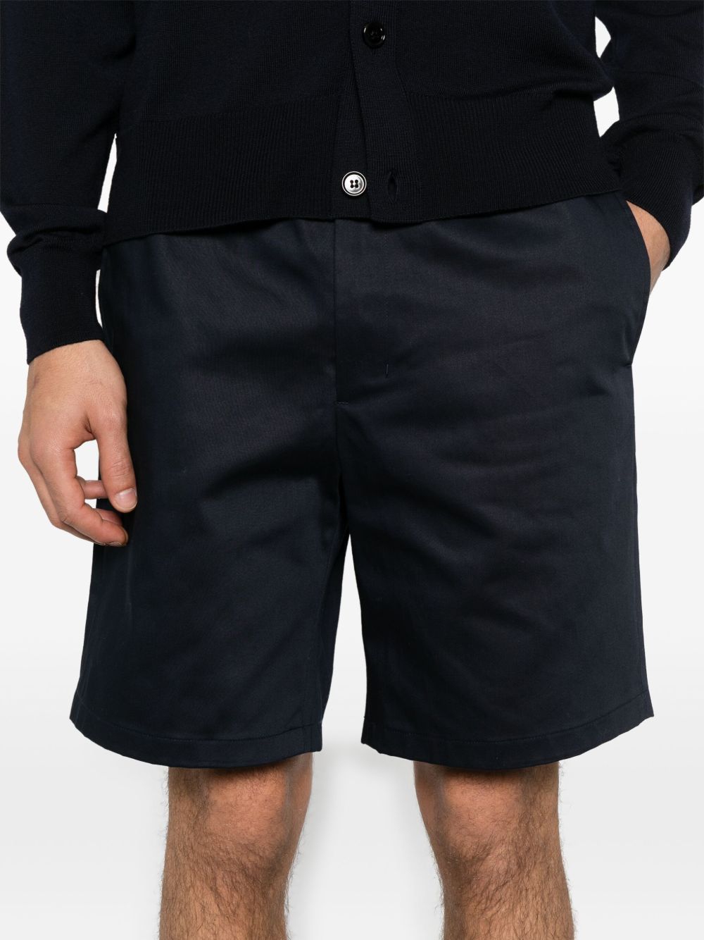 Ami Paris Cotton Shorts — Navy, view 3