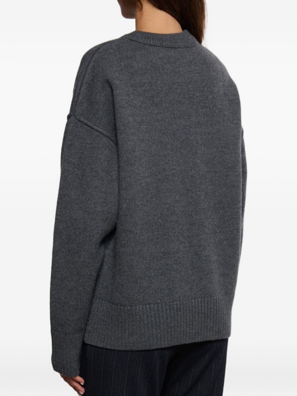 Ami Paris Intarsia Ami de Coeur Sweater — Charcoal, view 3