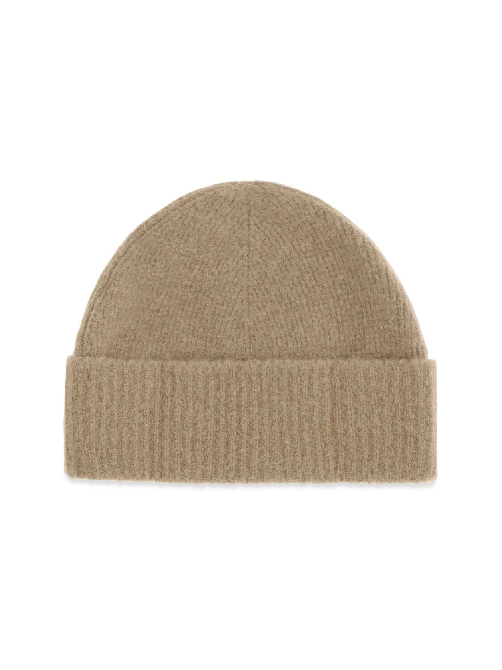 AMI Paris UBO005KN0135 Ribbed Wool Beanie — Beige, view 2
