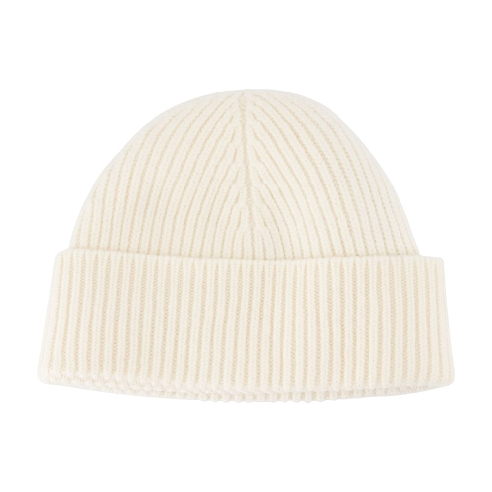 AMI Paris UBO006.018-151 Wool Ribbed Beanie — White, view 2