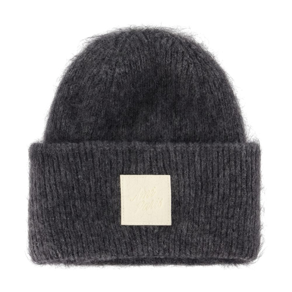 AMI Paris UBO013.AK0019-A189 Patch Wool Beanie — Gray by AMI Paris