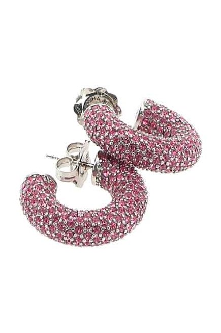 Amina Muaddi Cameron Earrings — Pink, view 2