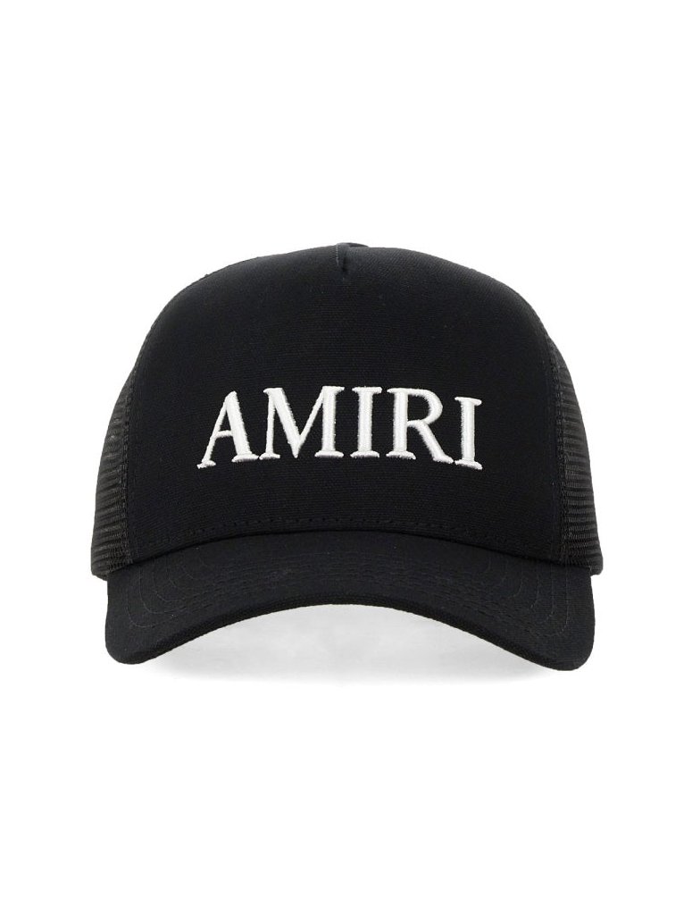Amiri AMHATR1014_BLACK Logo-Embroidered Cotton Baseball Cap — Black, view 4
