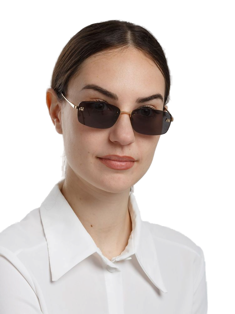 Ana Hickmann AH3333 Metal-Framed Rectangle Sunglasses — Gold, view 2