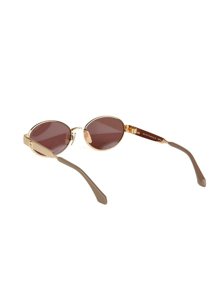 Ana Hickmann AH3341 Metal Oval Sunglasses — Gold, view 4
