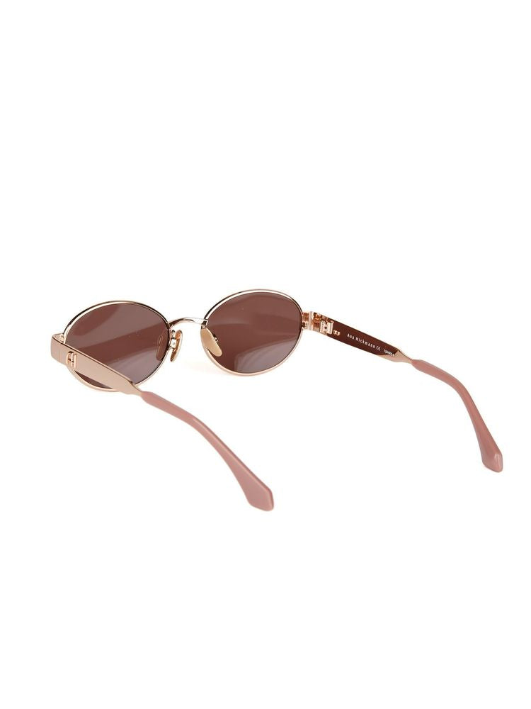 Ana Hickmann AH3341 Metal Oval-Frame Sunglasses — Gold by Ana Hickmann