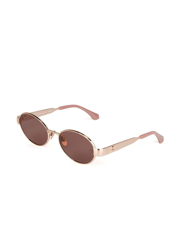 Ana Hickmann AH3341 Metal Oval-Frame Sunglasses — Gold, view 2