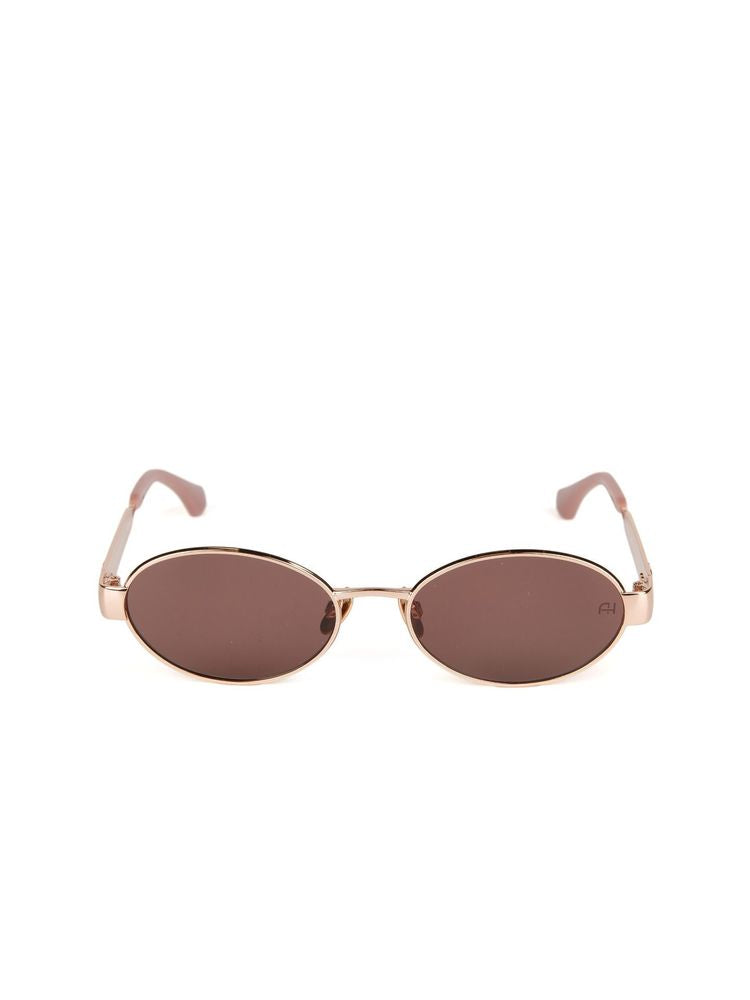 Ana Hickmann AH3341 Metal Oval-Frame Sunglasses — Gold, view 3