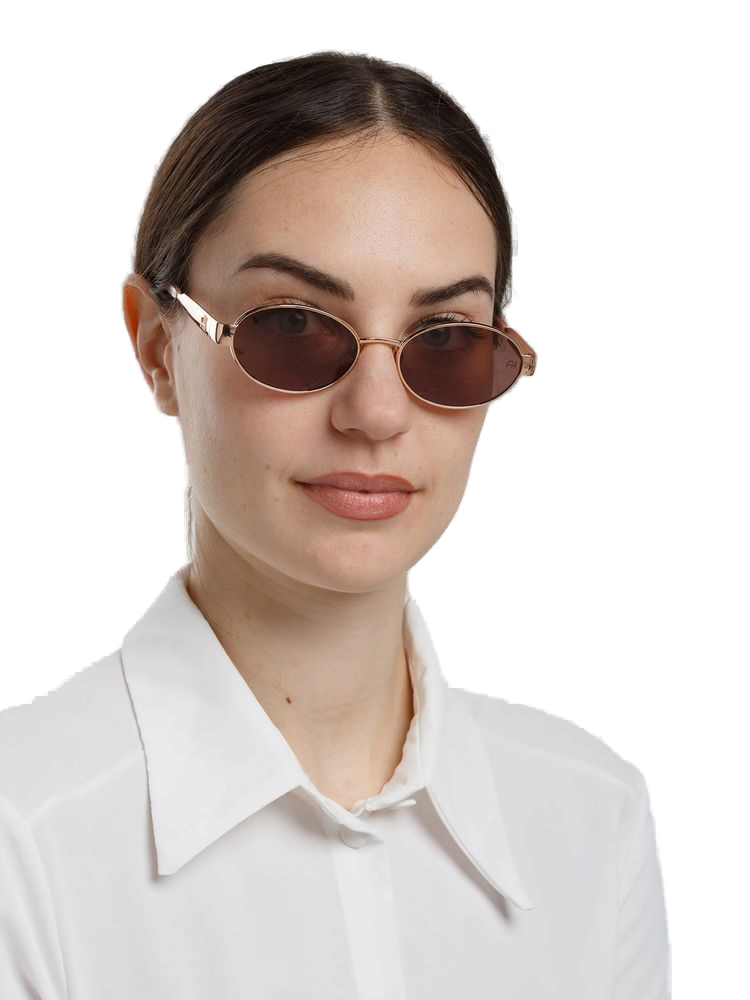 Ana Hickmann AH3341 Metal Oval-Frame Sunglasses — Gold, view 4