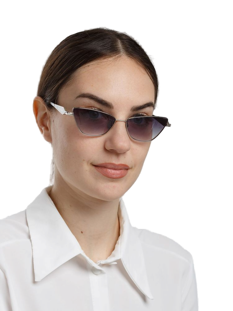 Ana Hickmann AH3347 Gradient Lens Cat-Eye Sunglasses — Silver, view 2