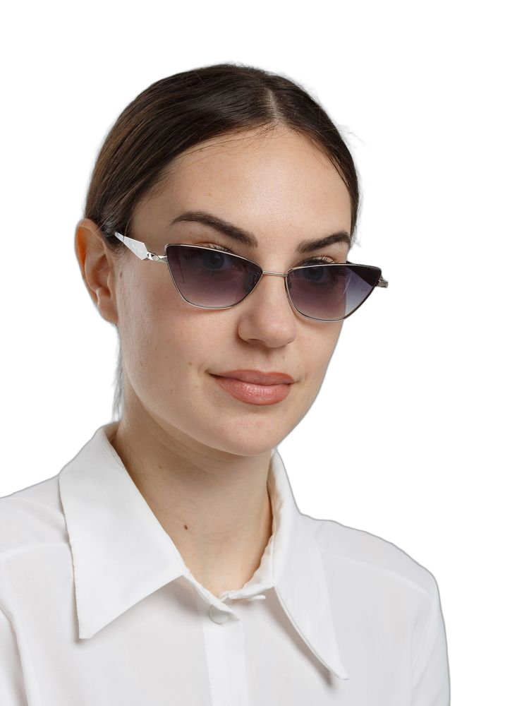 Ana Hickmann AH3347 Gradient Lens Cat-Eye Sunglasses — Silver, view 2