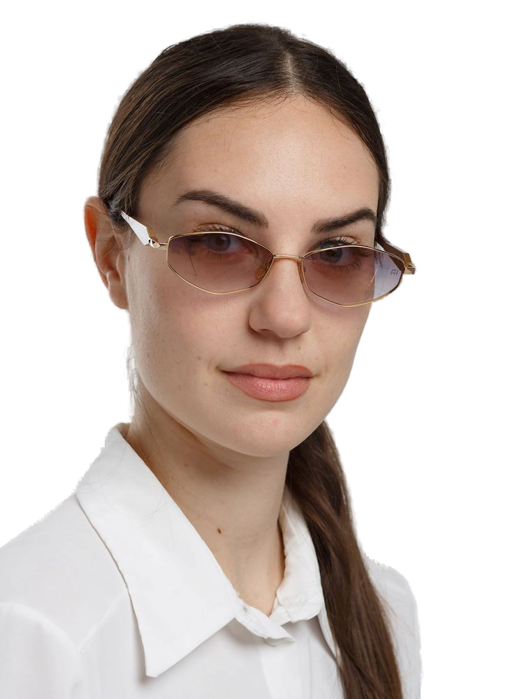 Ana Hickmann AH3353 Metal Oval Sunglasses — Gold by Ana Hickmann