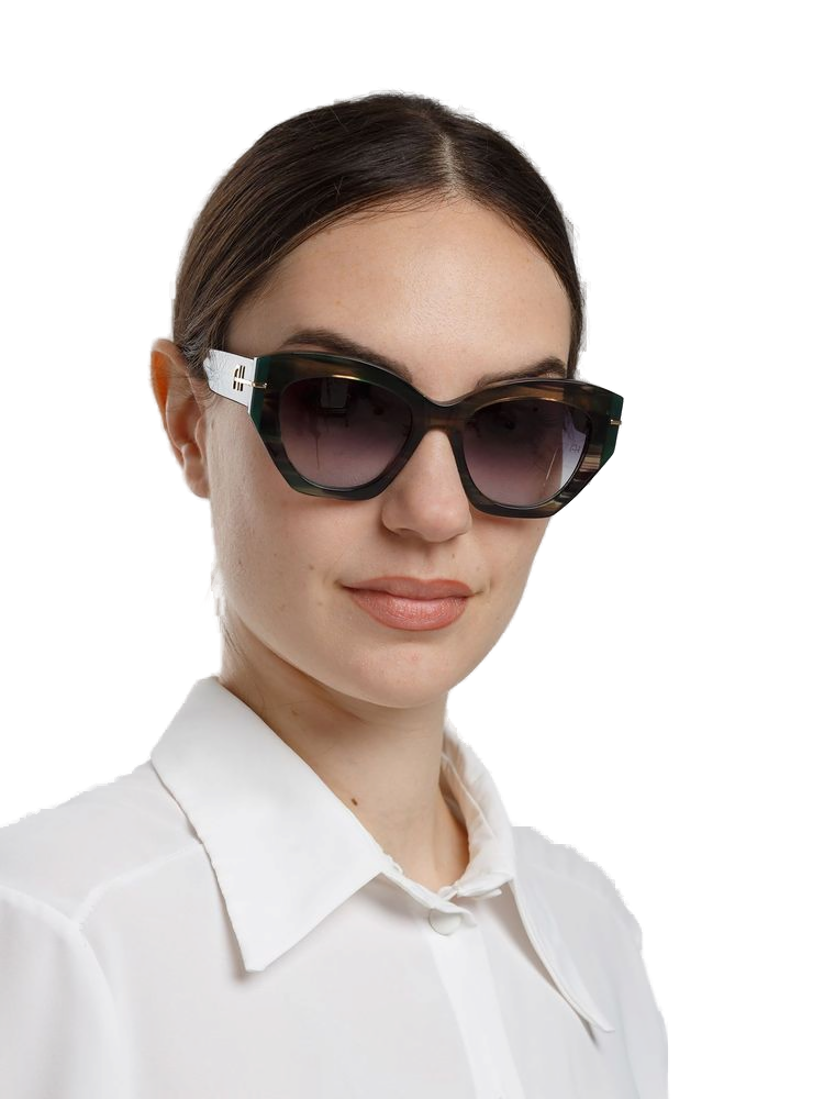 Ana Hickmann AH9522 Gradient Purple Lens Sunglasses — Green, view 4