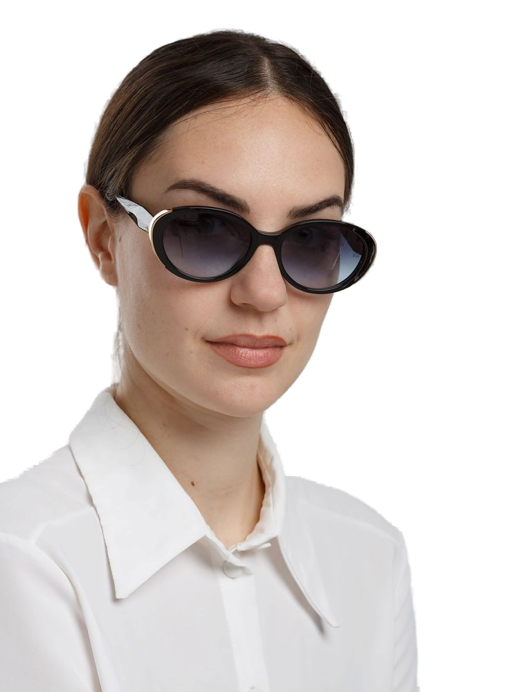 Ana Hickmann AH9525 Gradient Blue Lens Sunglasses — Black, view 4