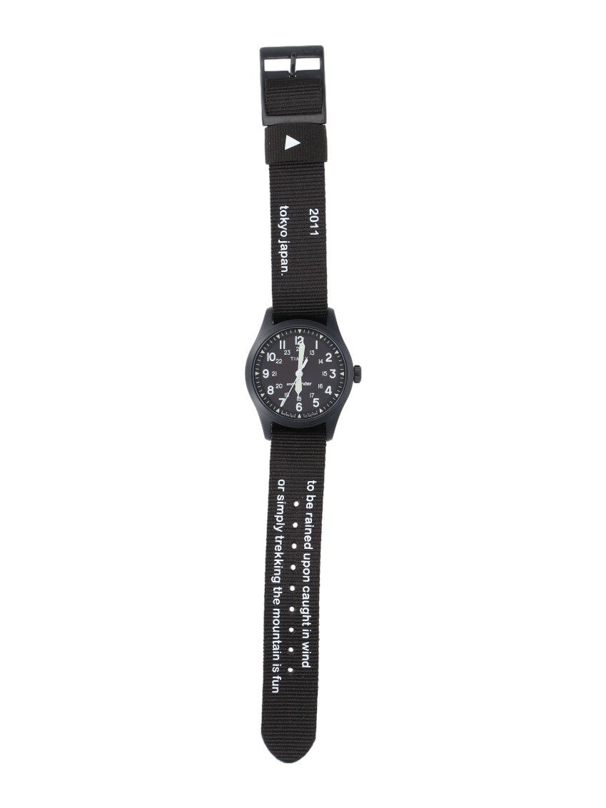 And Wander Text-Print Nylon Belt — Black by And Wander