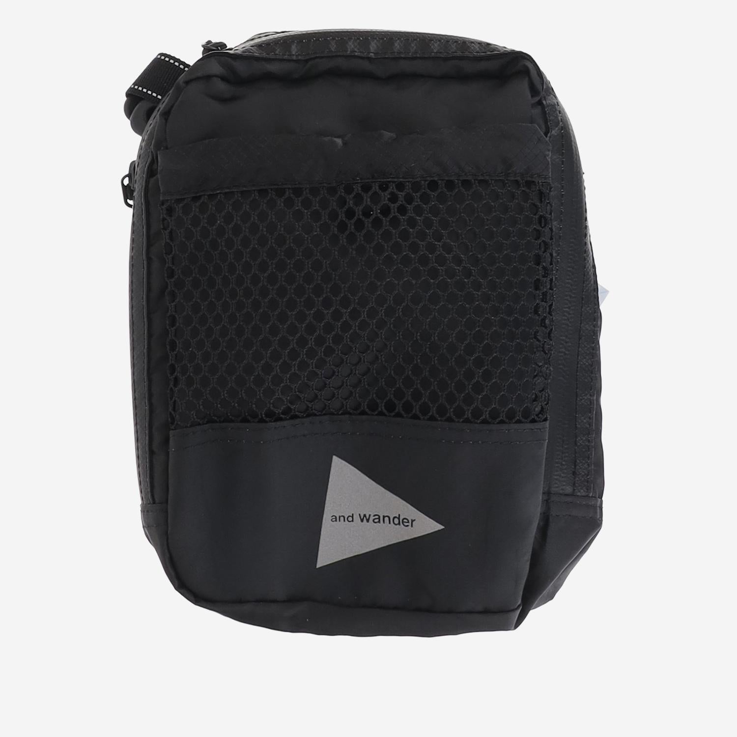 And Wander Checked Polyester Crossbody Bag — Black, view 2