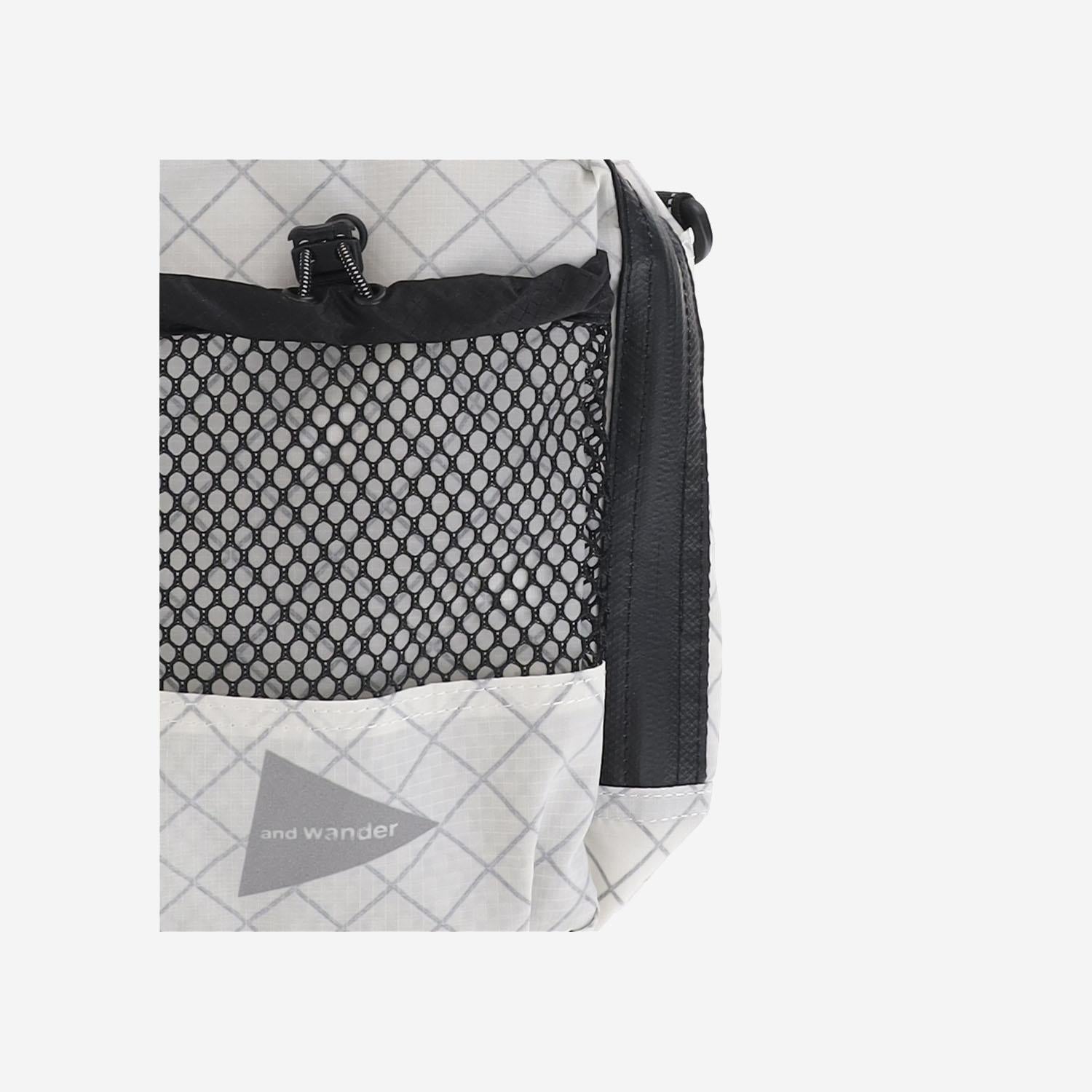 And Wander Checkered Nylon Crossbody Bag — White by And Wander