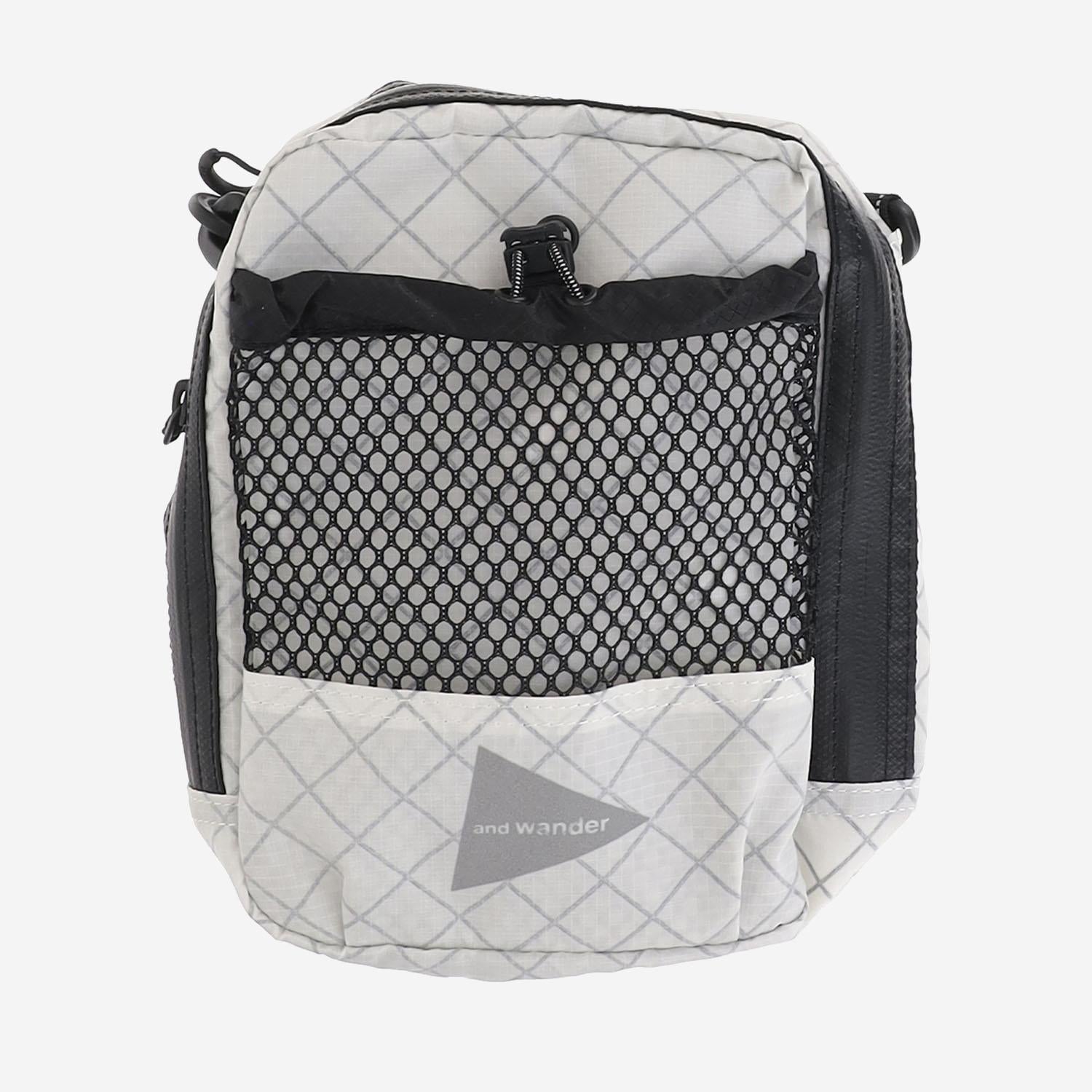 And Wander Checkered Nylon Crossbody Bag — White, view 3