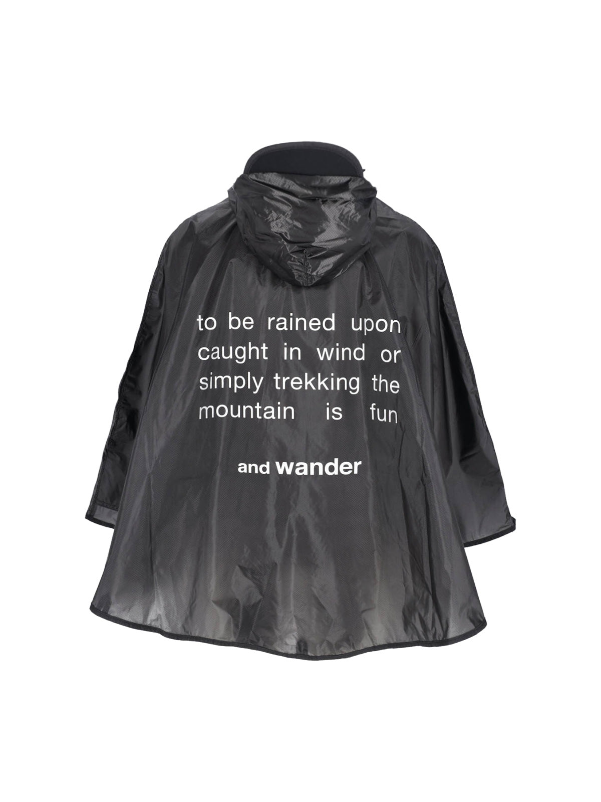 And Wander Hooded Nylon Poncho Raincoat — Black, view 2