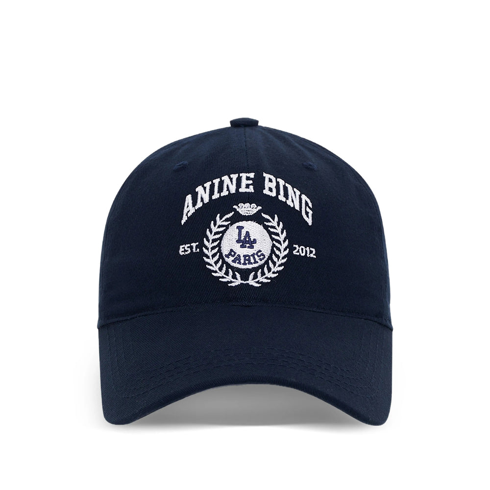Anine Bing A-12-12495 Logo-Embroidered Cotton Baseball Cap — Navy by Anine Bing