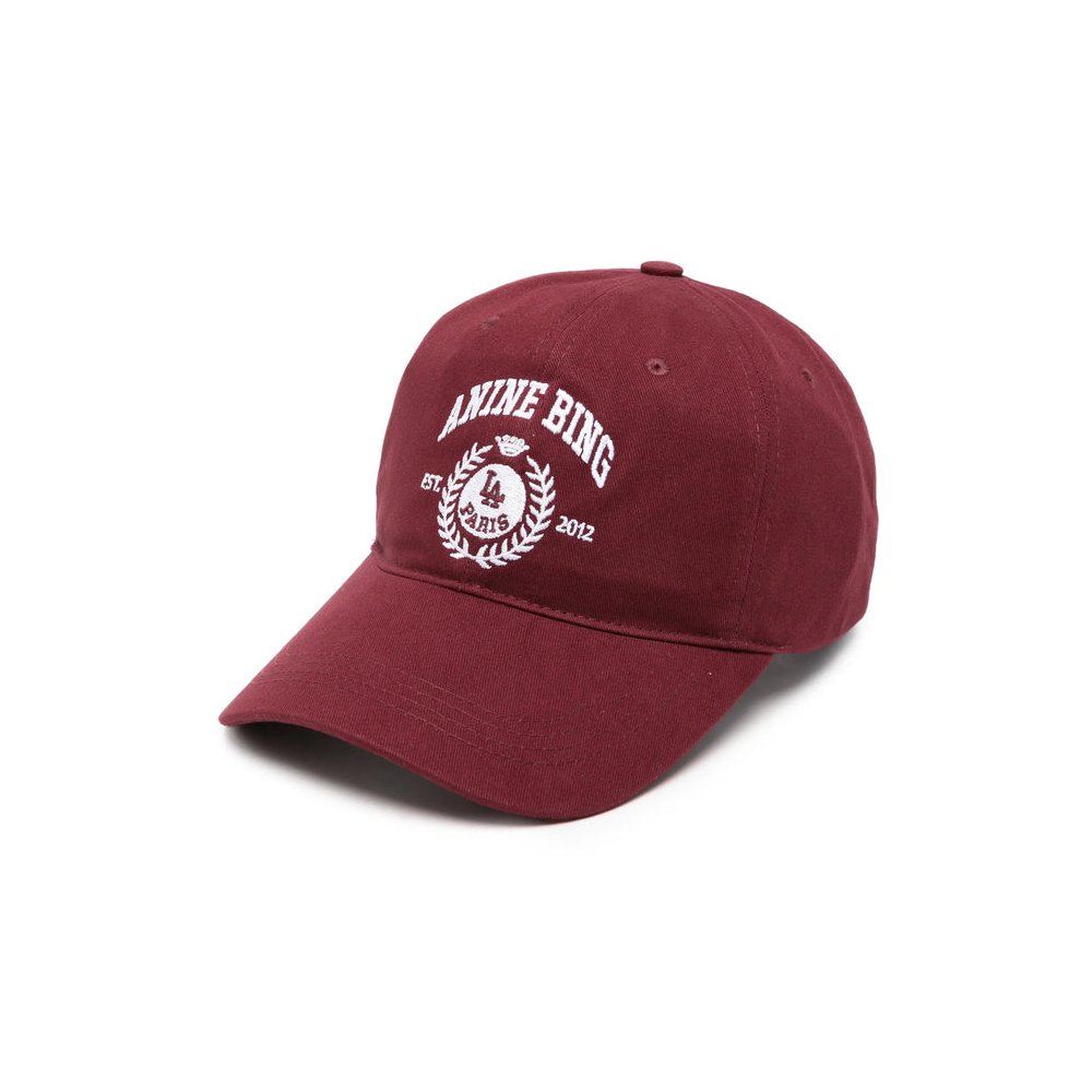 Anine Bing A-12-12678 Embroidered Logo Baseball Cap — Red by Anine Bing