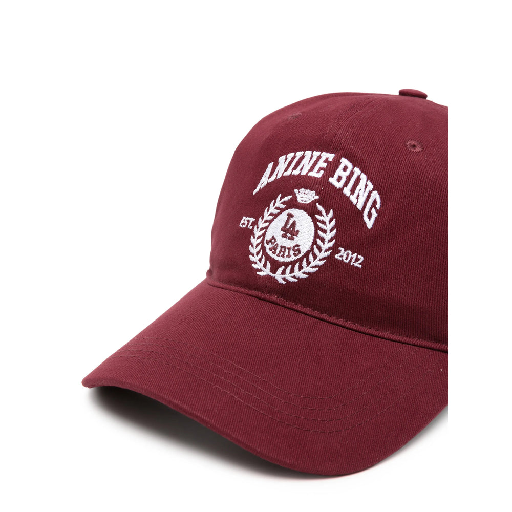 Anine Bing A-12-12678 Embroidered Logo Baseball Cap — Red, view 3