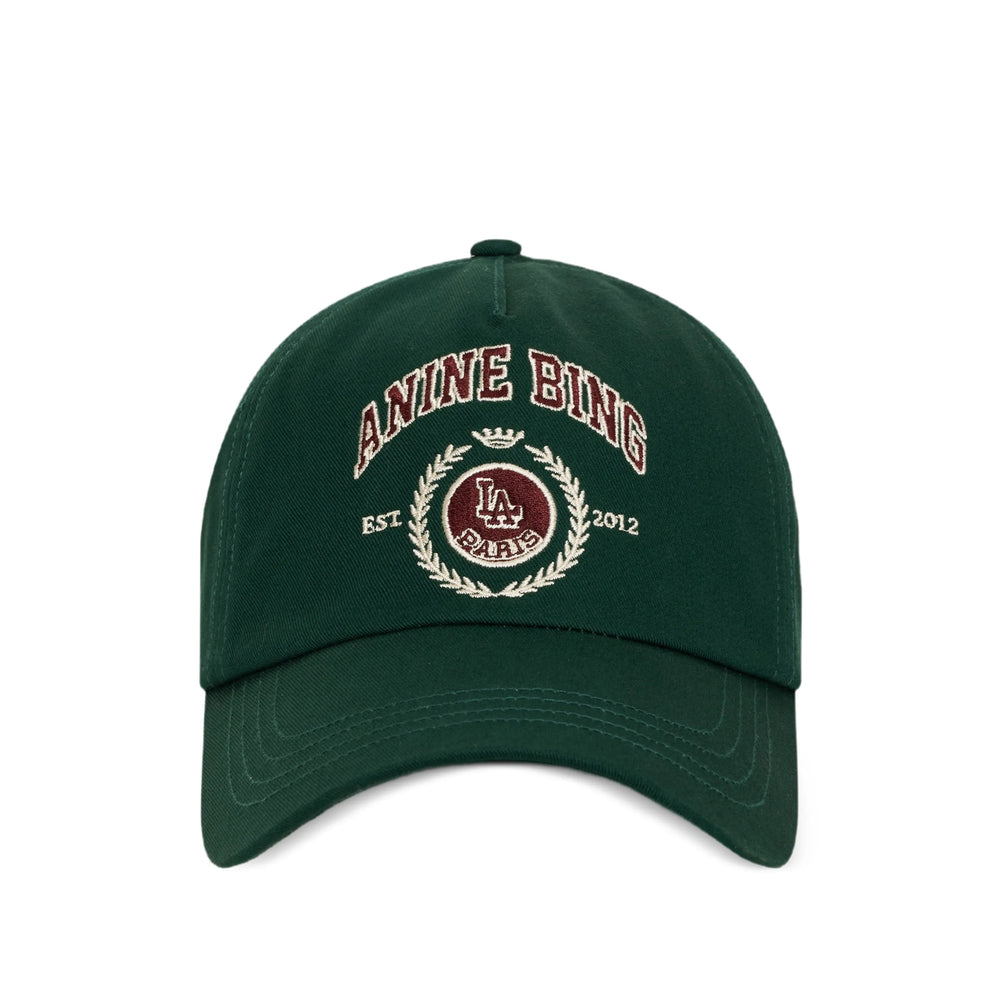 Anine Bing A-12-12912 Embroidered Logo Cotton Baseball Cap — Green by Anine Bing