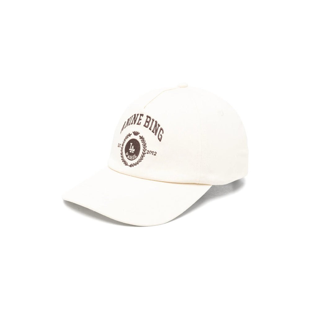 Anine Bing A-12-12912 Embroidered Logo Cotton Baseball Cap — White by Anine Bing