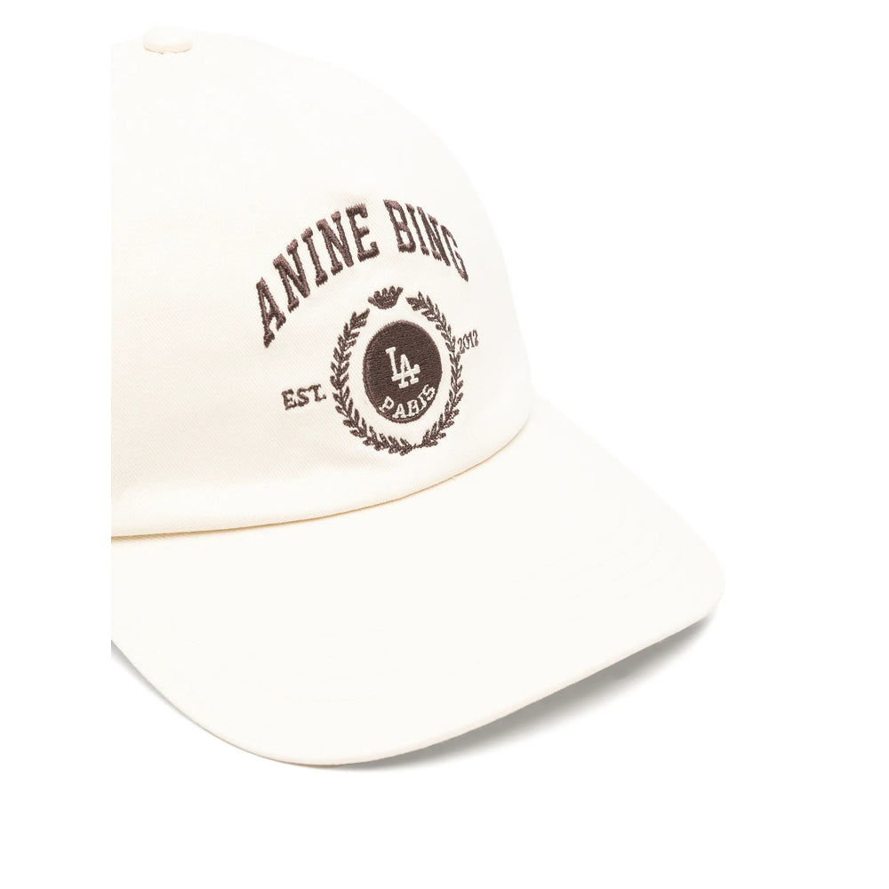 Anine Bing A-12-12912 Embroidered Logo Cotton Baseball Cap — White, view 2