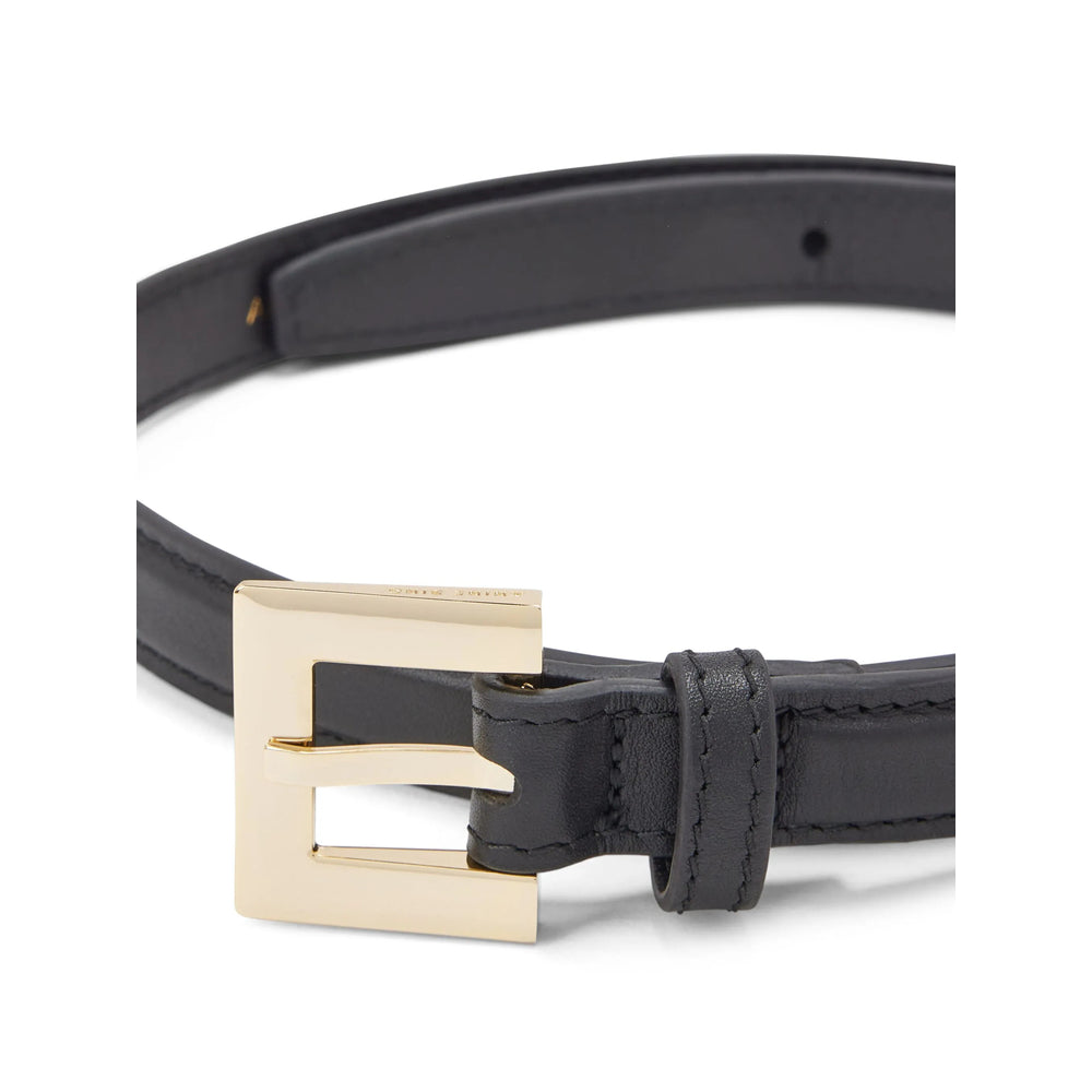 Anine Bing Calf Leather Belt — Black, view 2