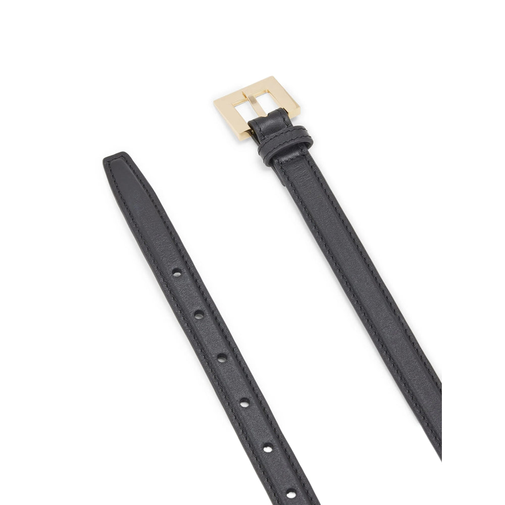 Anine Bing Calf Leather Belt — Black, view 3