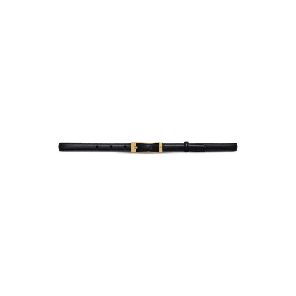 Anine Bing Smooth Calf Leather Belt — Black, view 3