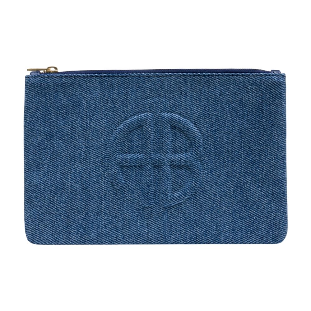 Anine Bing Denim Logo Clutch — Blue by Anine Bing