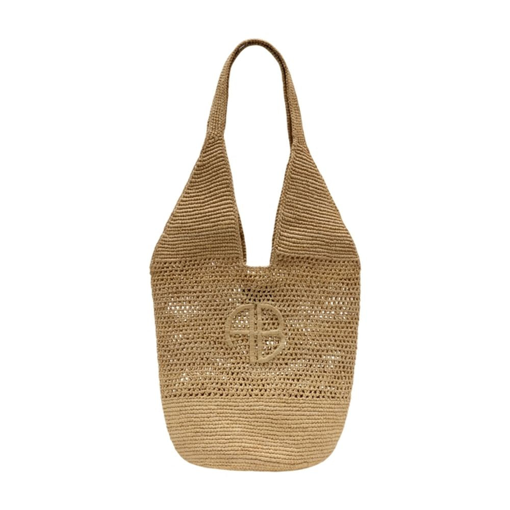 Anine Bing Raffia Knit Hobo Bag — Beige by Anine Bing