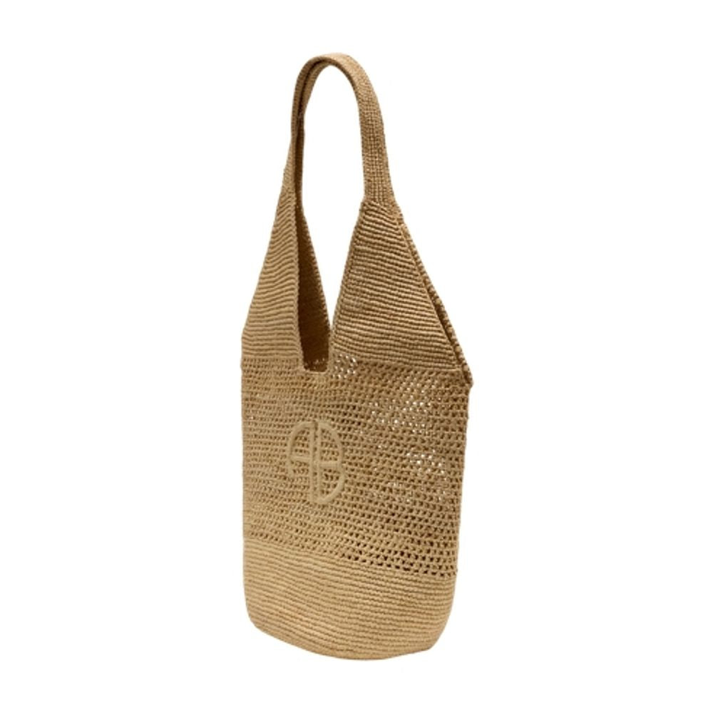 Anine Bing Raffia Knit Hobo Bag — Beige, view 2