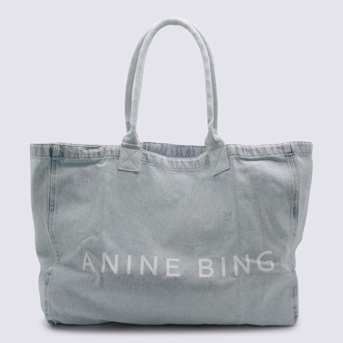 Anine Bing Logo-Embroidered Denim Tote Bag — Blue by Anine Bing