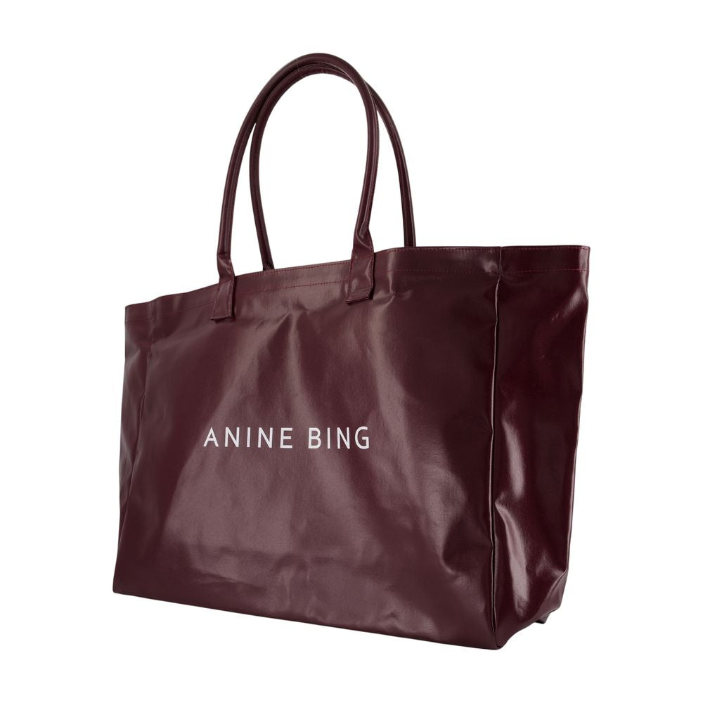 Anine Bing Leo Tote Bag — Burgundy, view 2