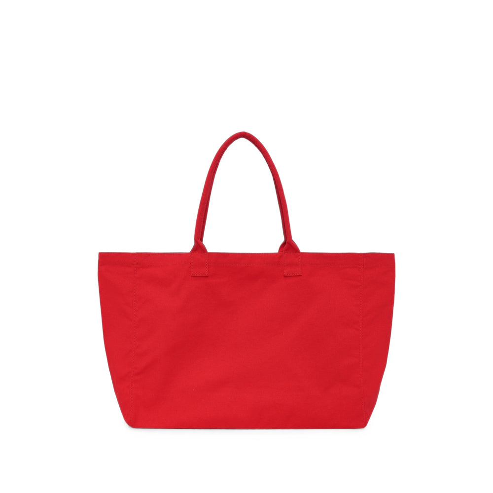 Anine Bing Embroidered Logo Canvas Tote Bag — Red, view 4