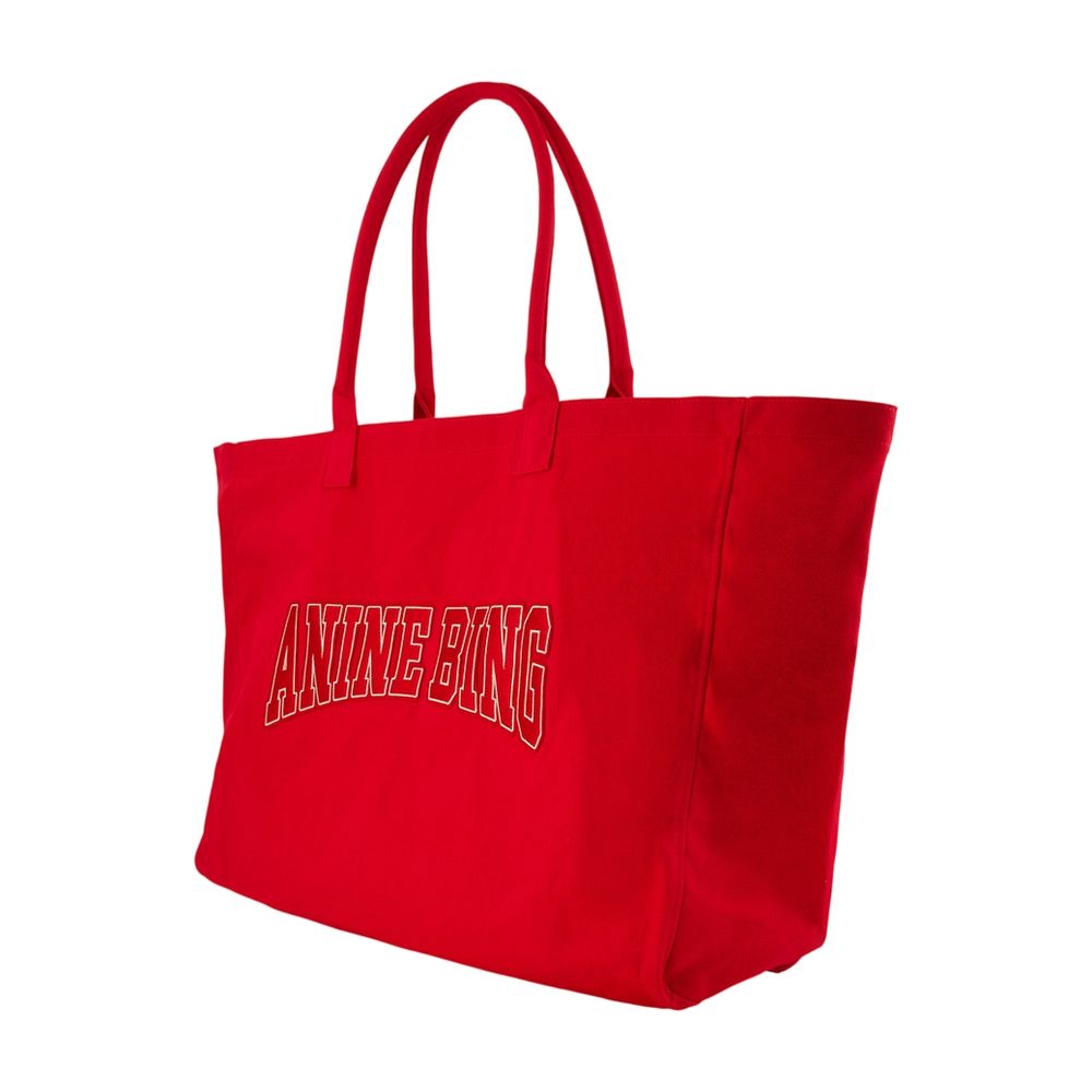 Anine Bing Leo Shopper Tote Bag — Red, view 2